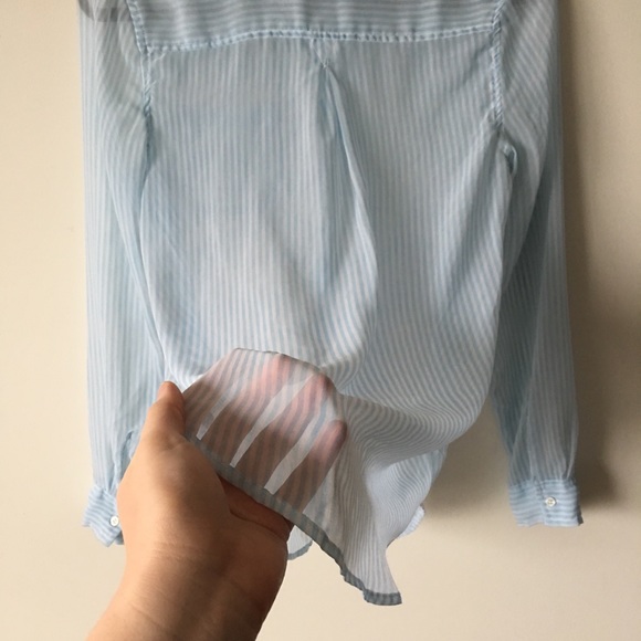 Stunning Striped Sheer Long Sleeve Button Down - Picture 4 of 5